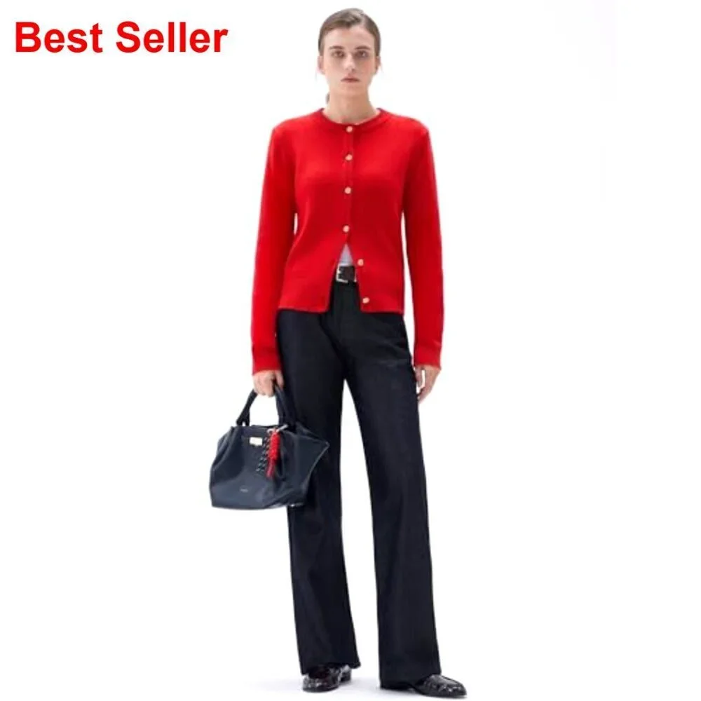 Chunky Cashmere Blend Cardigan Sweater, Button Up Long Sleeve, Fall Winter